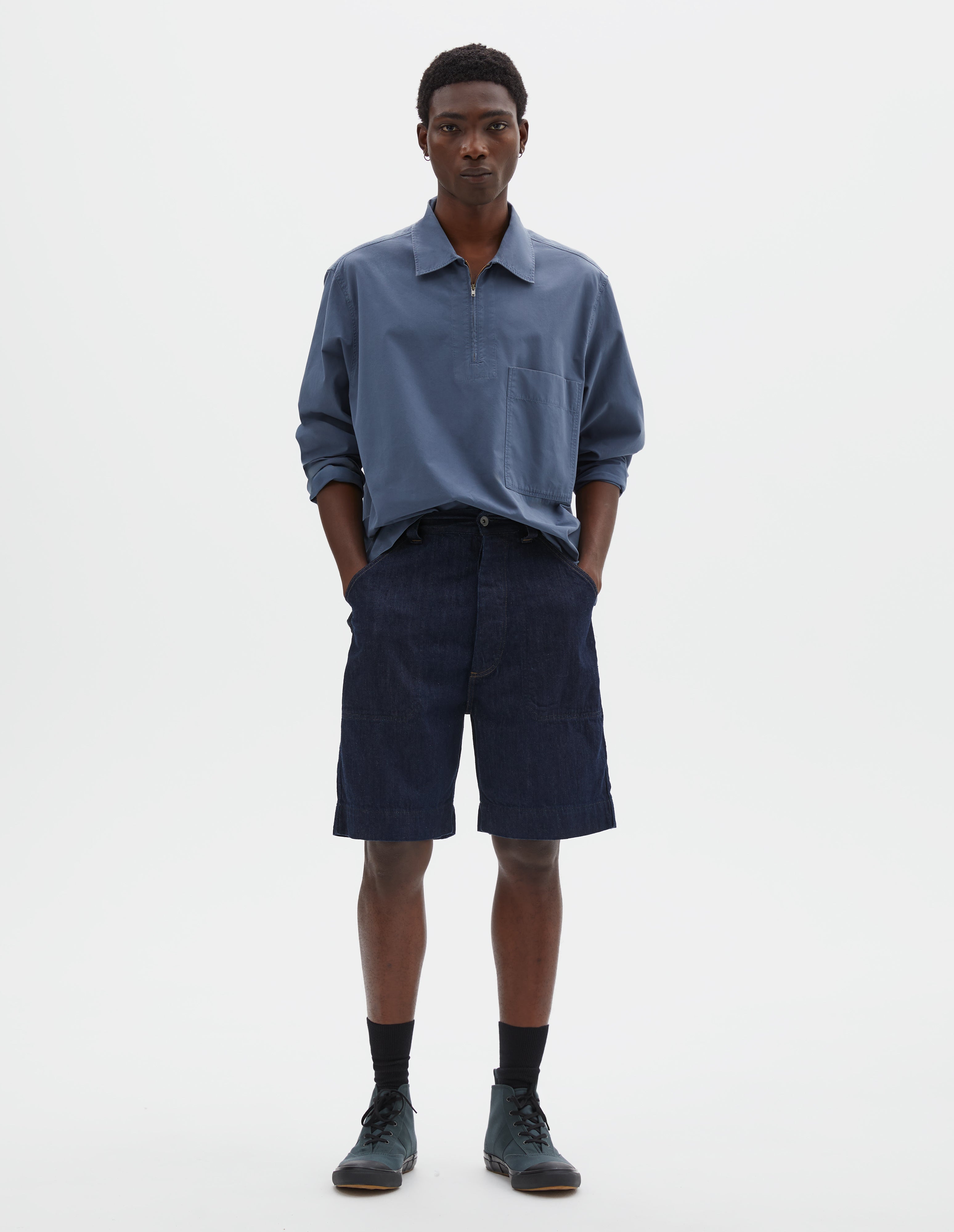 Indigo denim Carpenters Shorts | MHL. by Margaret Howell