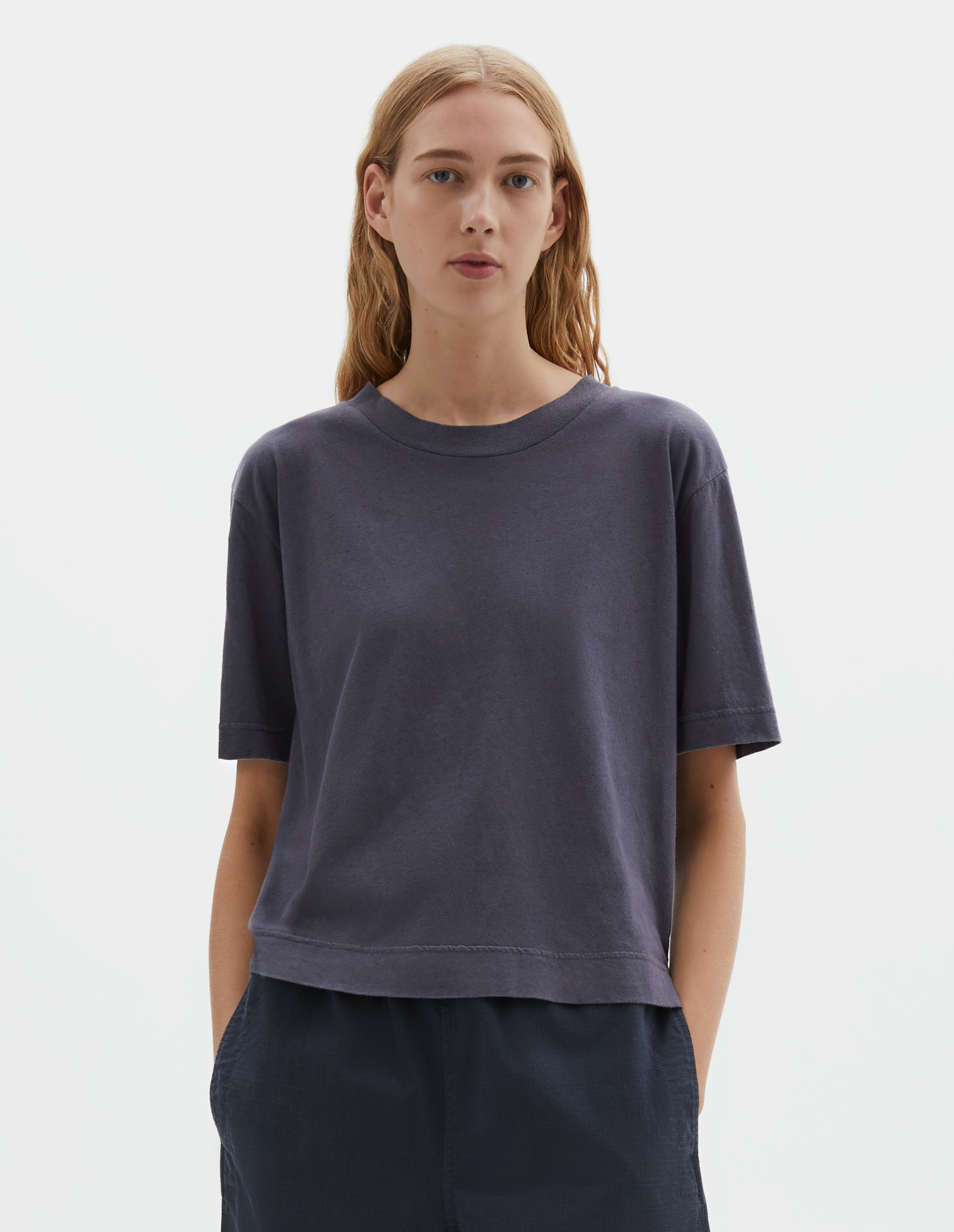 Slate blue cotton linen Simple T Shirt | MHL. by Margaret Howell