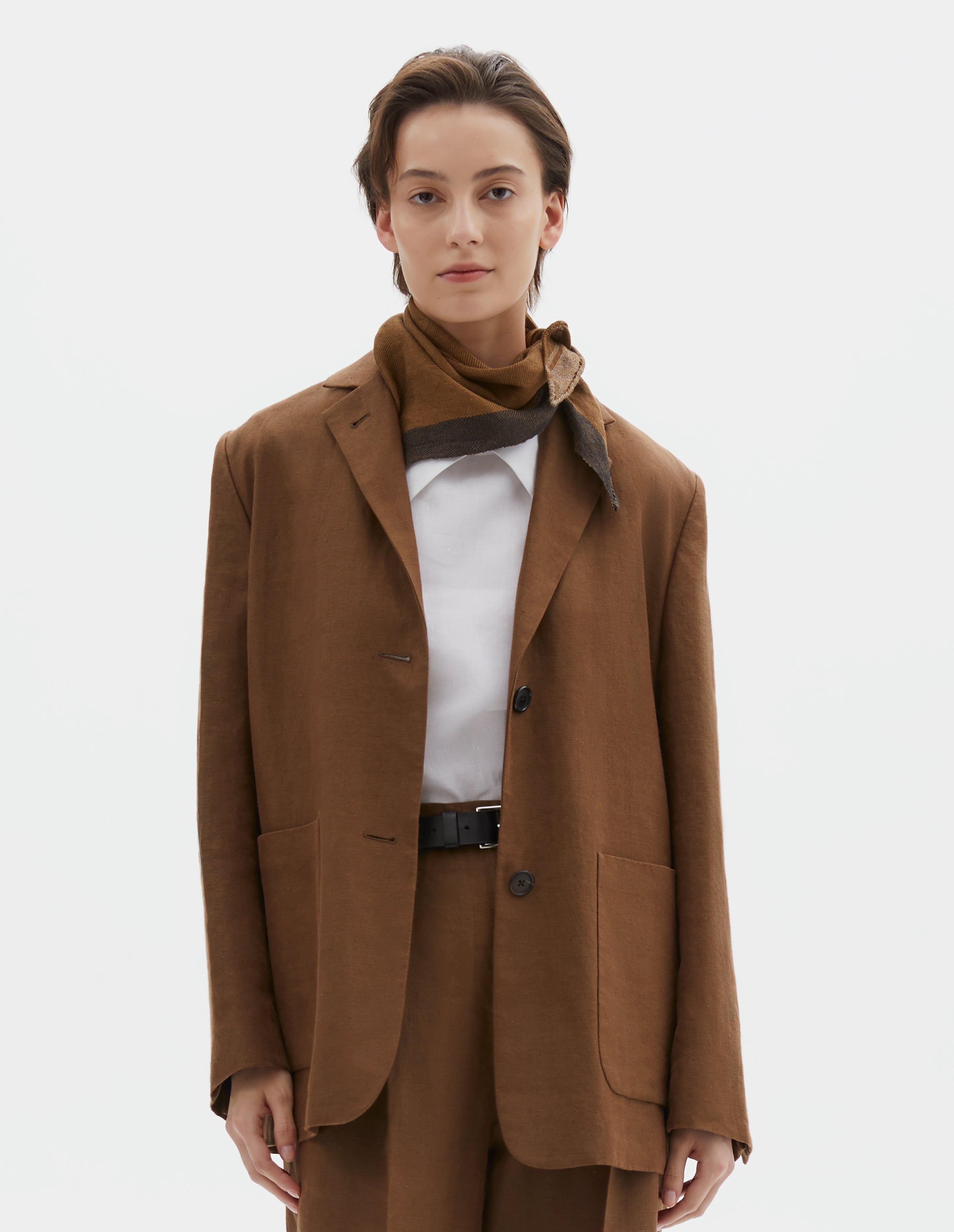 MARGARET HOWELL ブラウン ジャンパー L Brown plainweave linen Relaxed Blazer | Margaret Howell