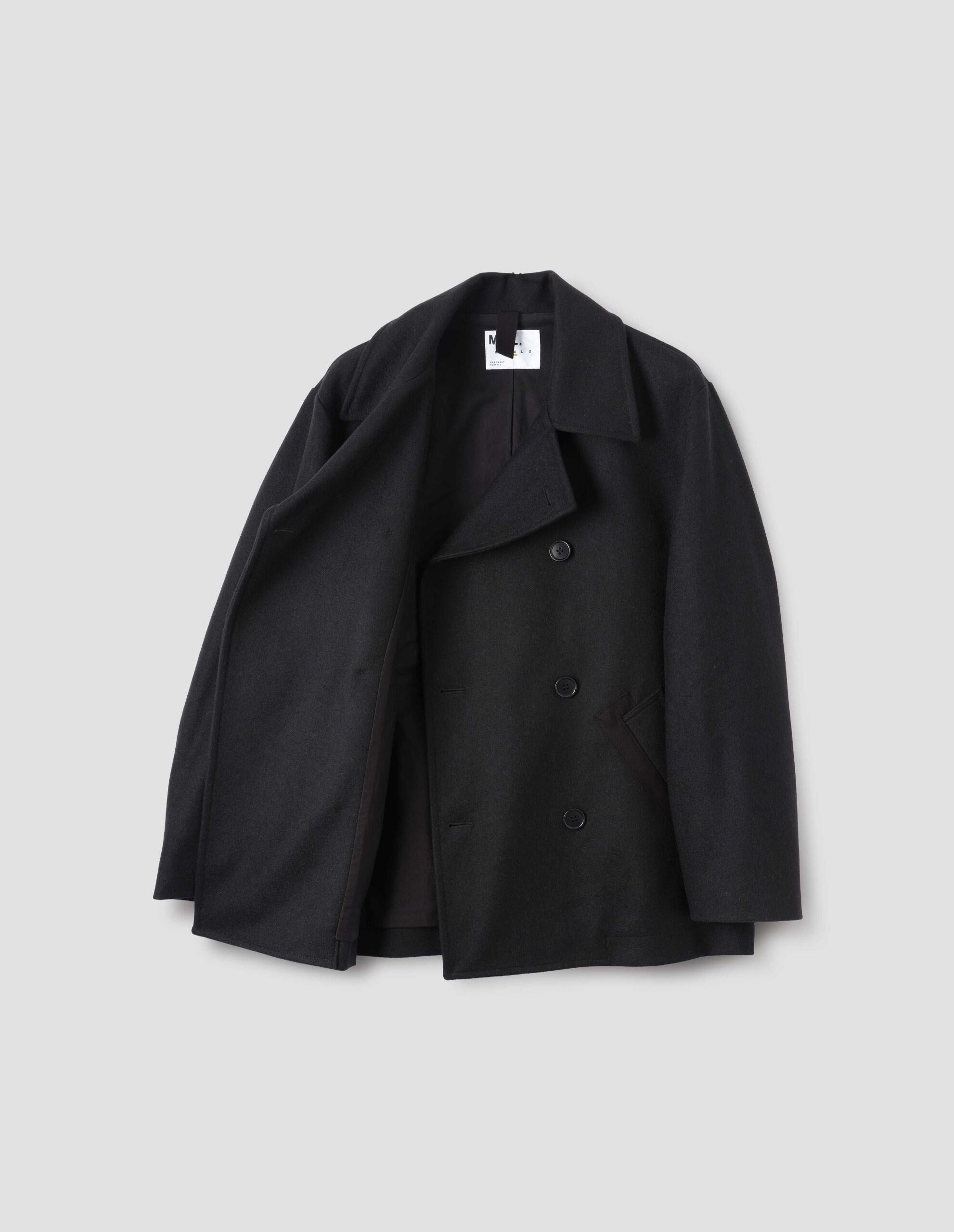 Black coarse wool Melton pea coat | MHL. by Margaret Howell