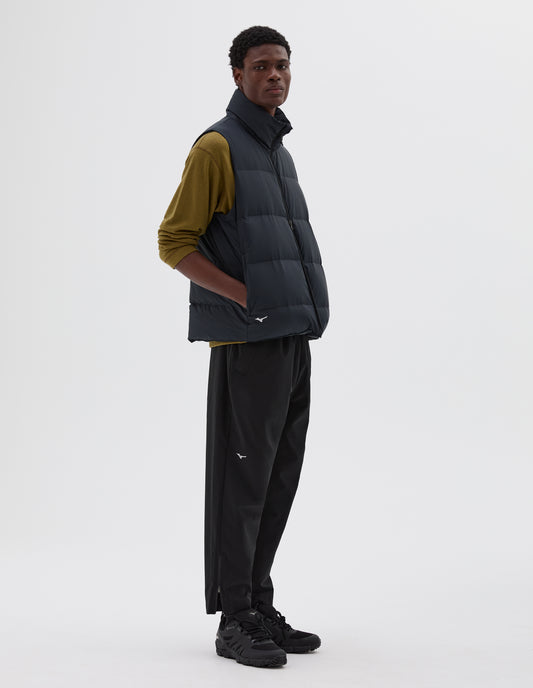 MIZUNO HIGH NECK GILET | LIGHT NYLON POPLIN | BLACK