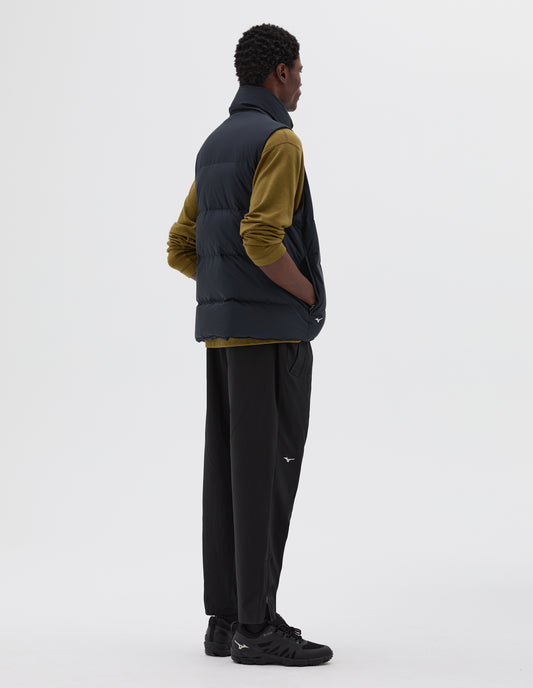 MIZUNO HIGH NECK GILET | LIGHT NYLON POPLIN | BLACK