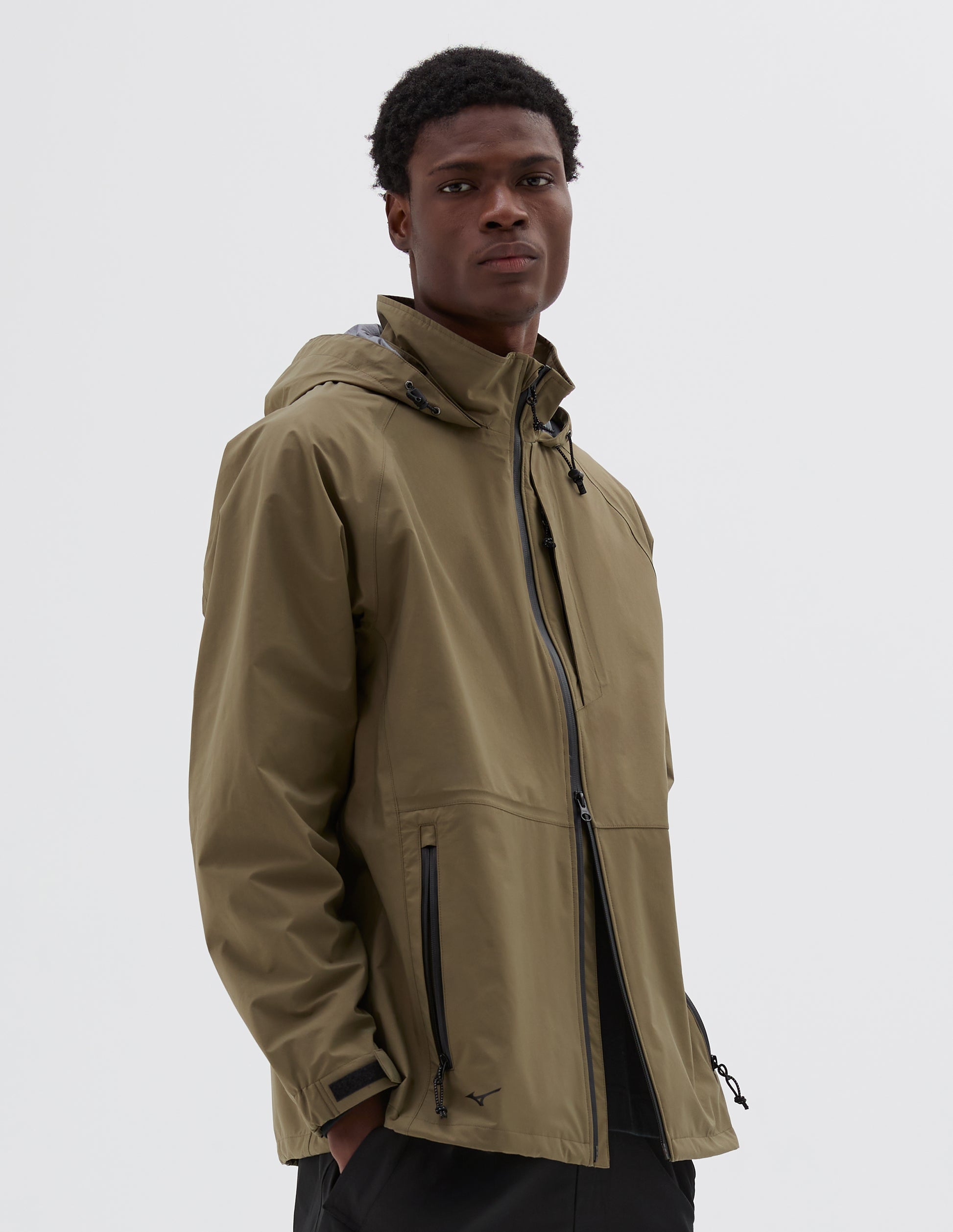 Light khaki nylon poplin Mizuno rain jacket | Margaret Howell