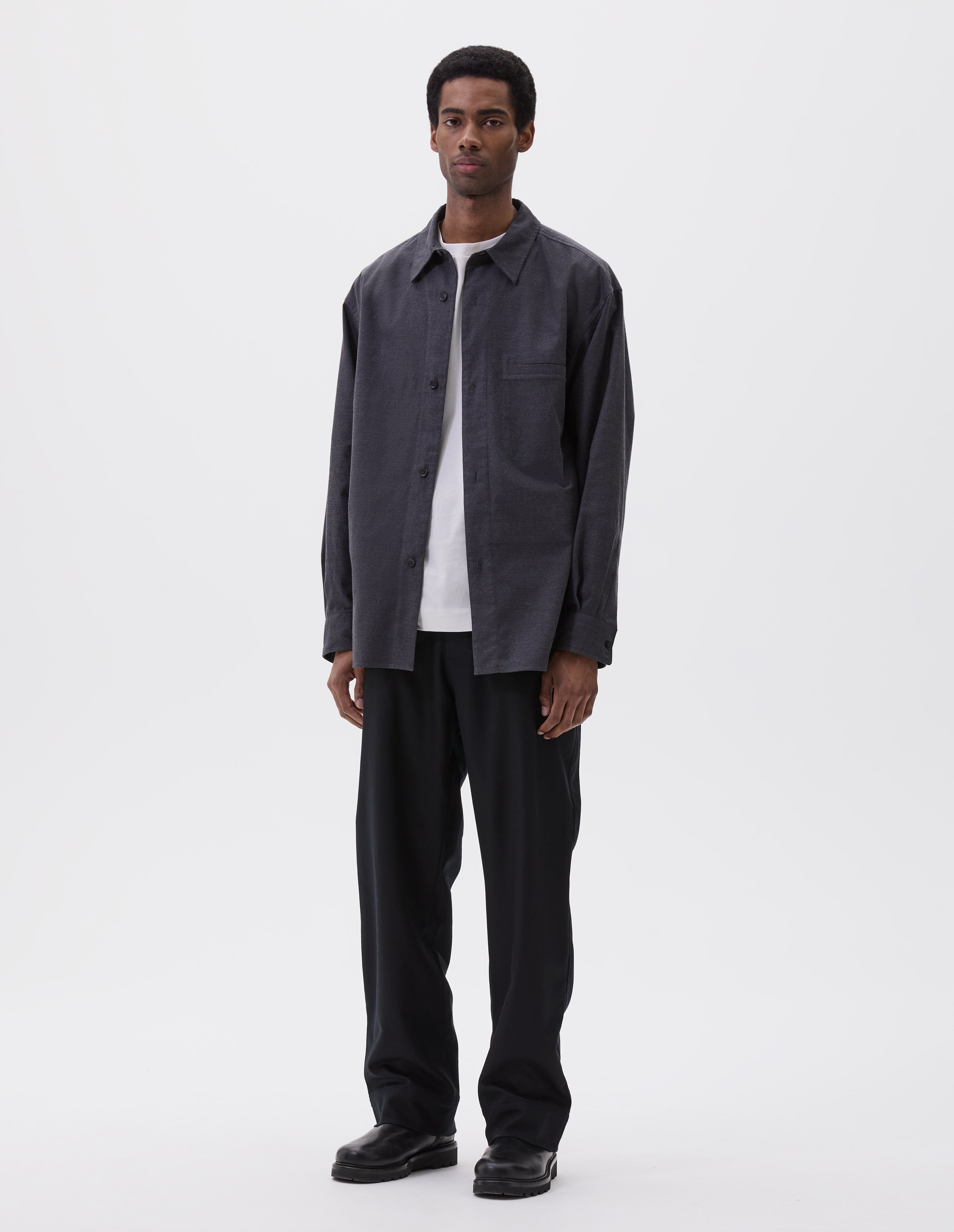 Slate cotton twill Half Lined Shirt | Margaret Howell