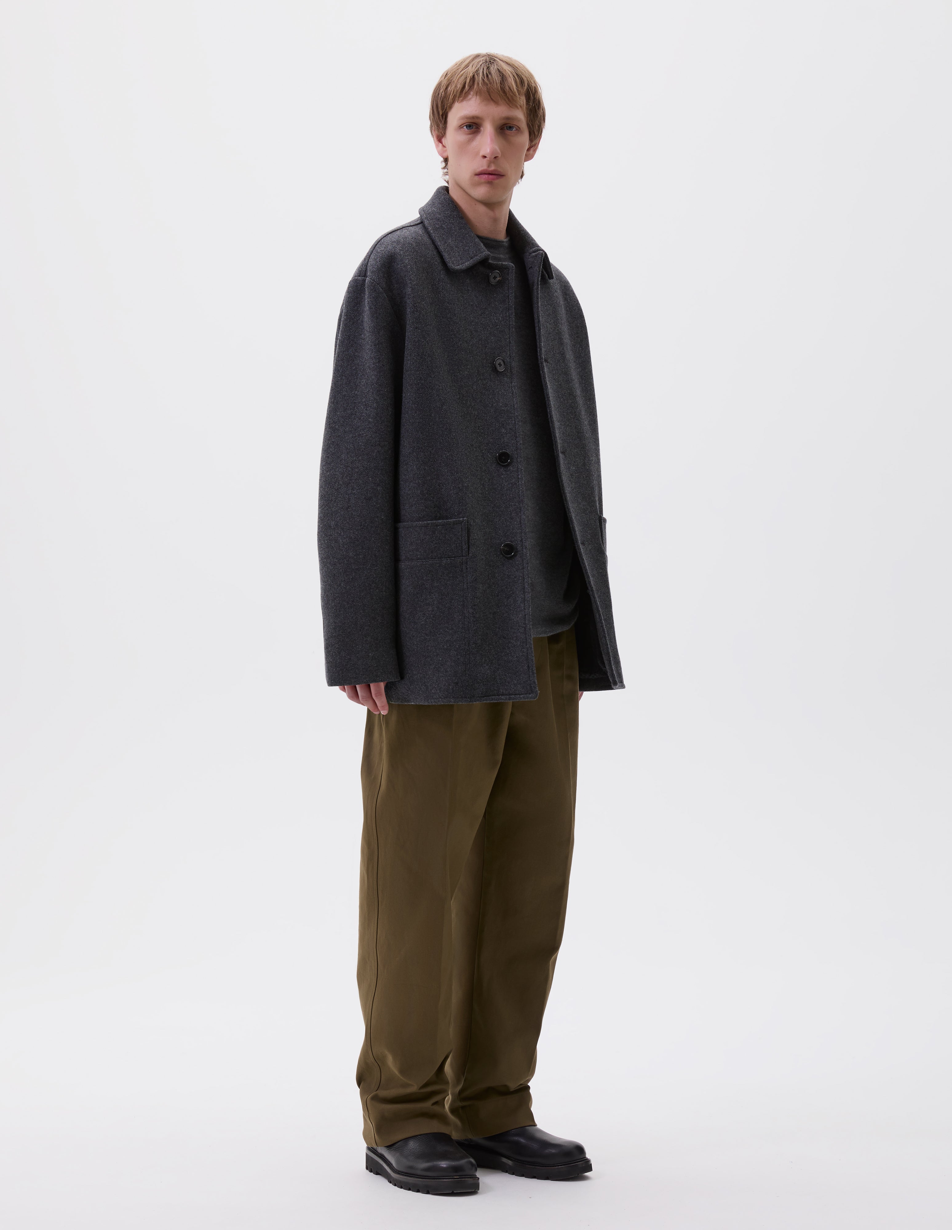 Charcoal firm wool melton Car Coat | Margaret Howell