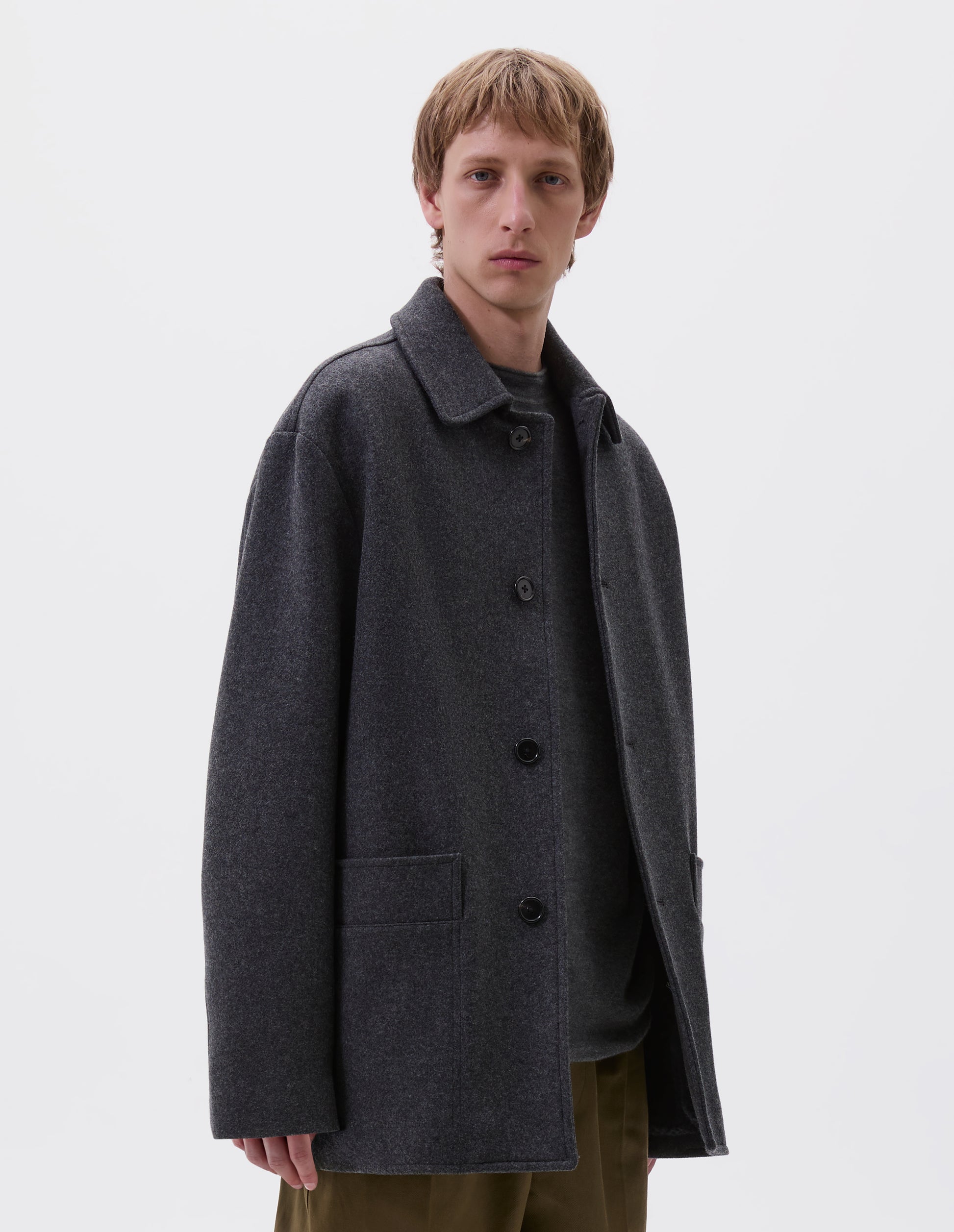 Charcoal firm wool melton Car Coat Margaret Howell