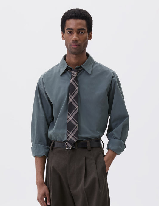 TWO COLOUR TARTAN TIE | SILK | STONE / CHARCOAL