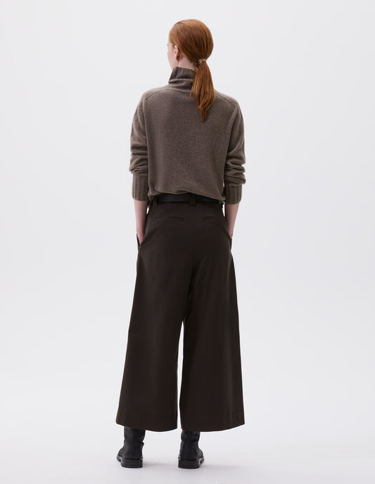 FLAT FRONT CULOTTES | WOOL COTTON TWILL | DARK OLIVE
