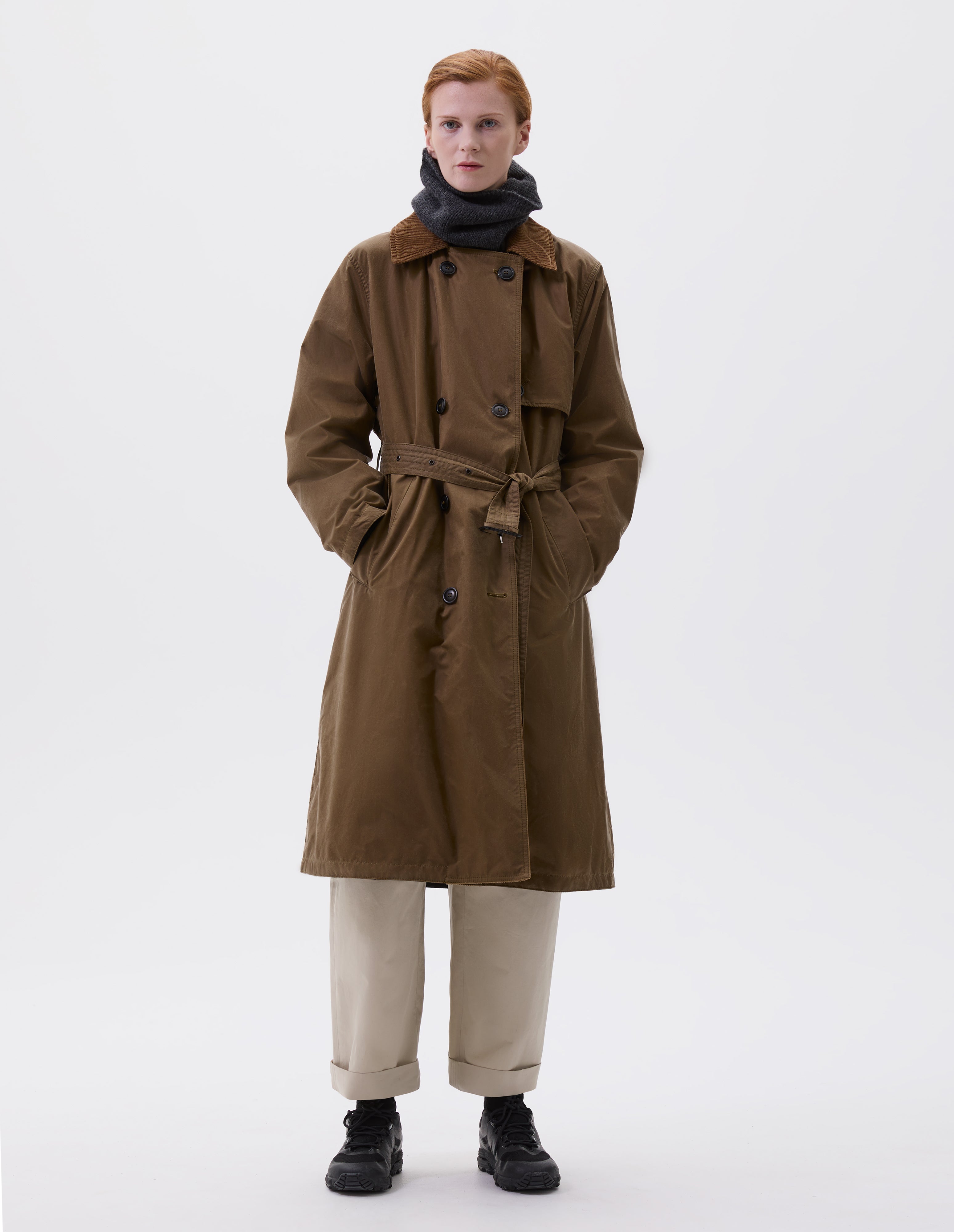 Sand waxed cotton Double Breasted Wax Trench | Margaret Howell