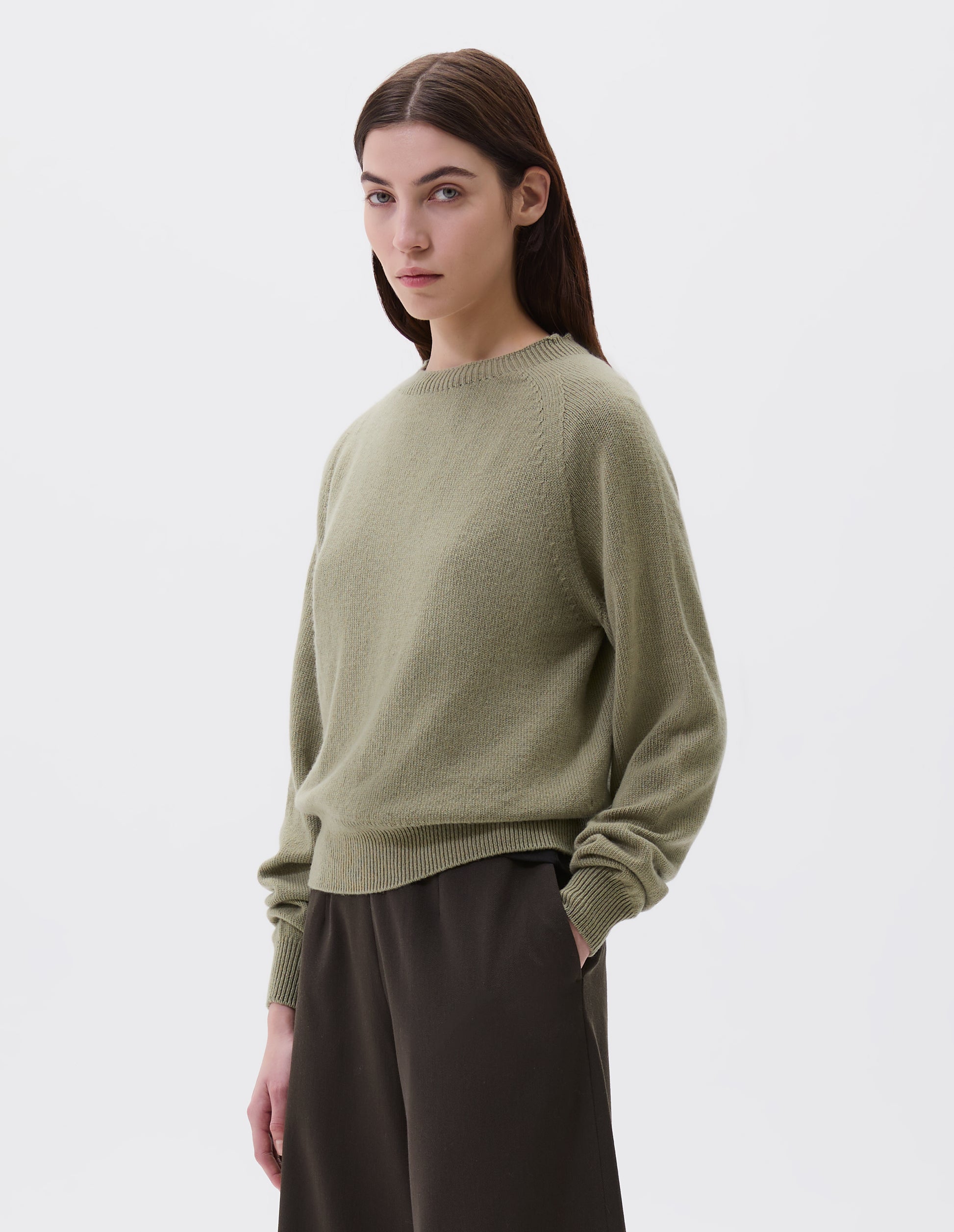 Pistachio cashmere Short Classic Crew Neck Margaret Howell