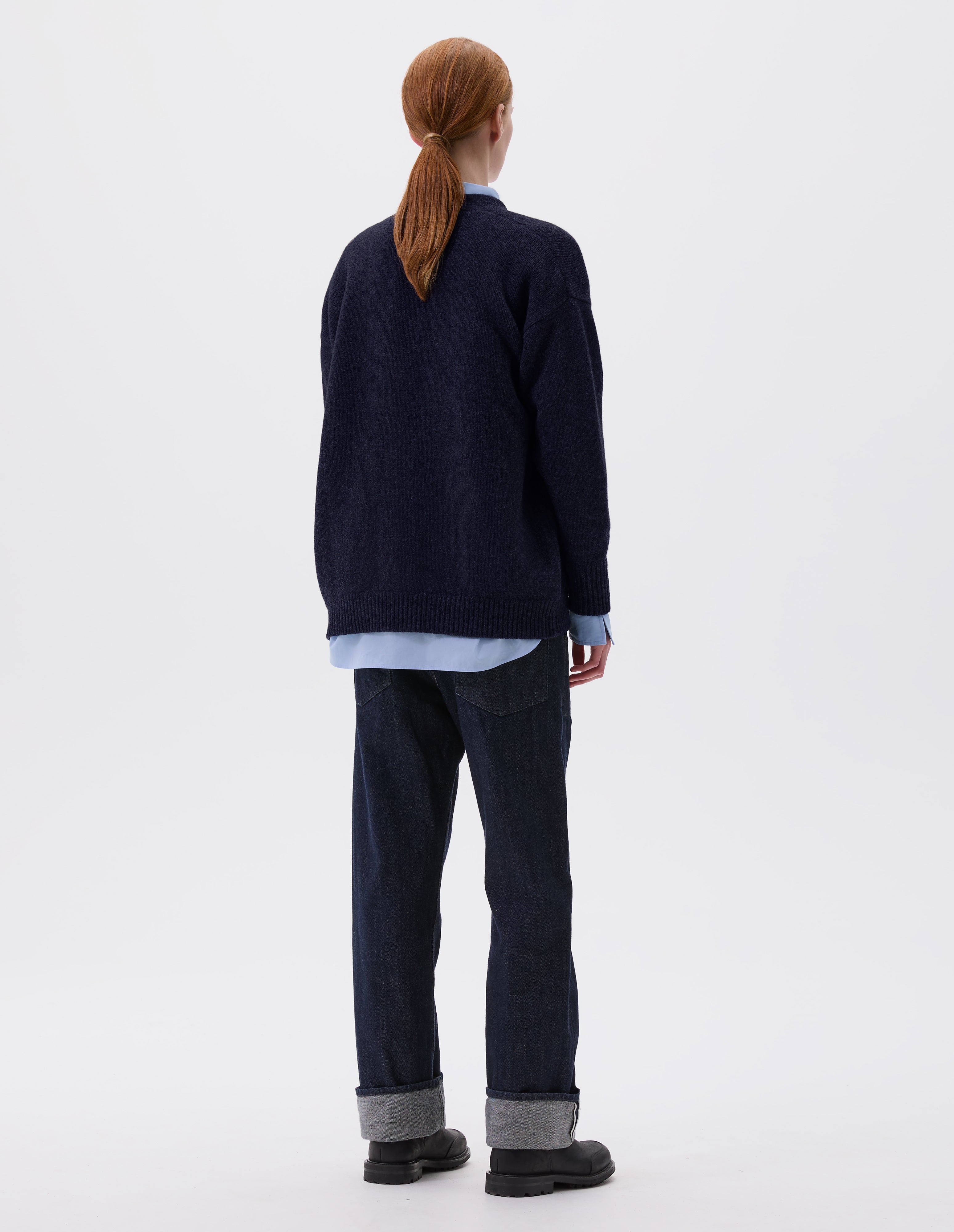 Navy geelong Boxy Cardigan | Margaret Howell