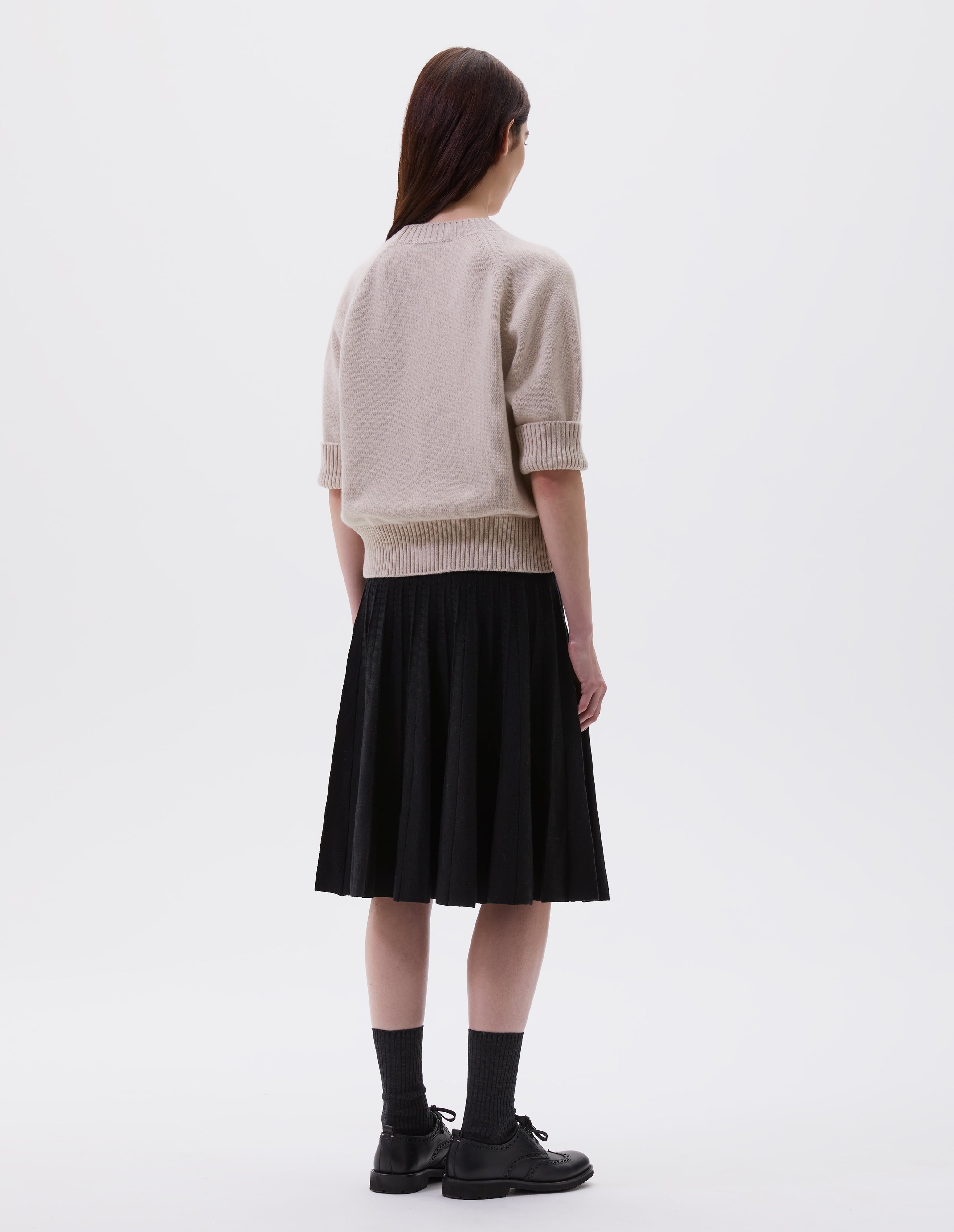 Black merino Knitted Pleat Skirt | Margaret Howell