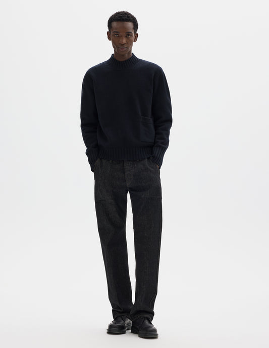 SINGLE POCKET CREW NECK JUMPER | GEELONG LAMBSWOOL | INK