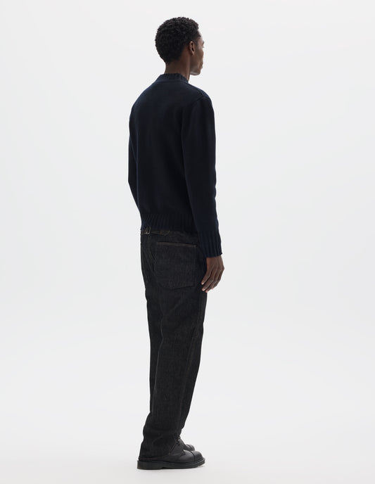 SINGLE POCKET CREW NECK JUMPER | GEELONG LAMBSWOOL | INK