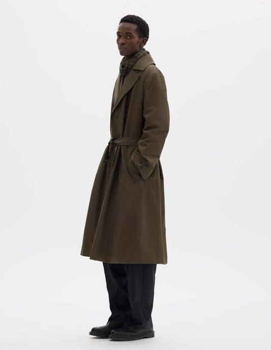 WOOL LINED ARCHIVE COAT | SHOWERPROOF COTTON DRILL | DARK KHAKI