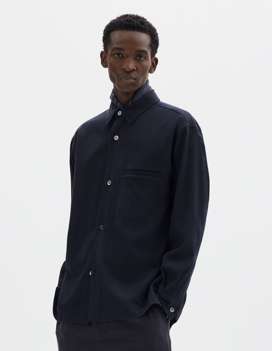 IRREGULAR BORDER SCARF | SILK | DARK NAVY / OFF WHITE