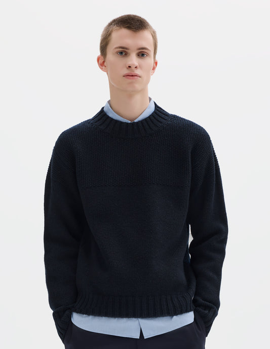 FISHERMANS JUMPER | SOFT WOOL | INK