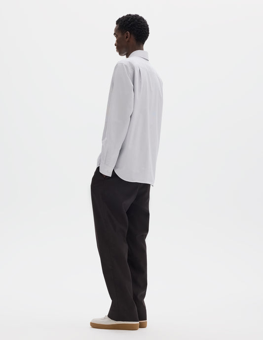 BASIC SHIRT | COTTON MICRO STRIPE | WHITE / NAVY