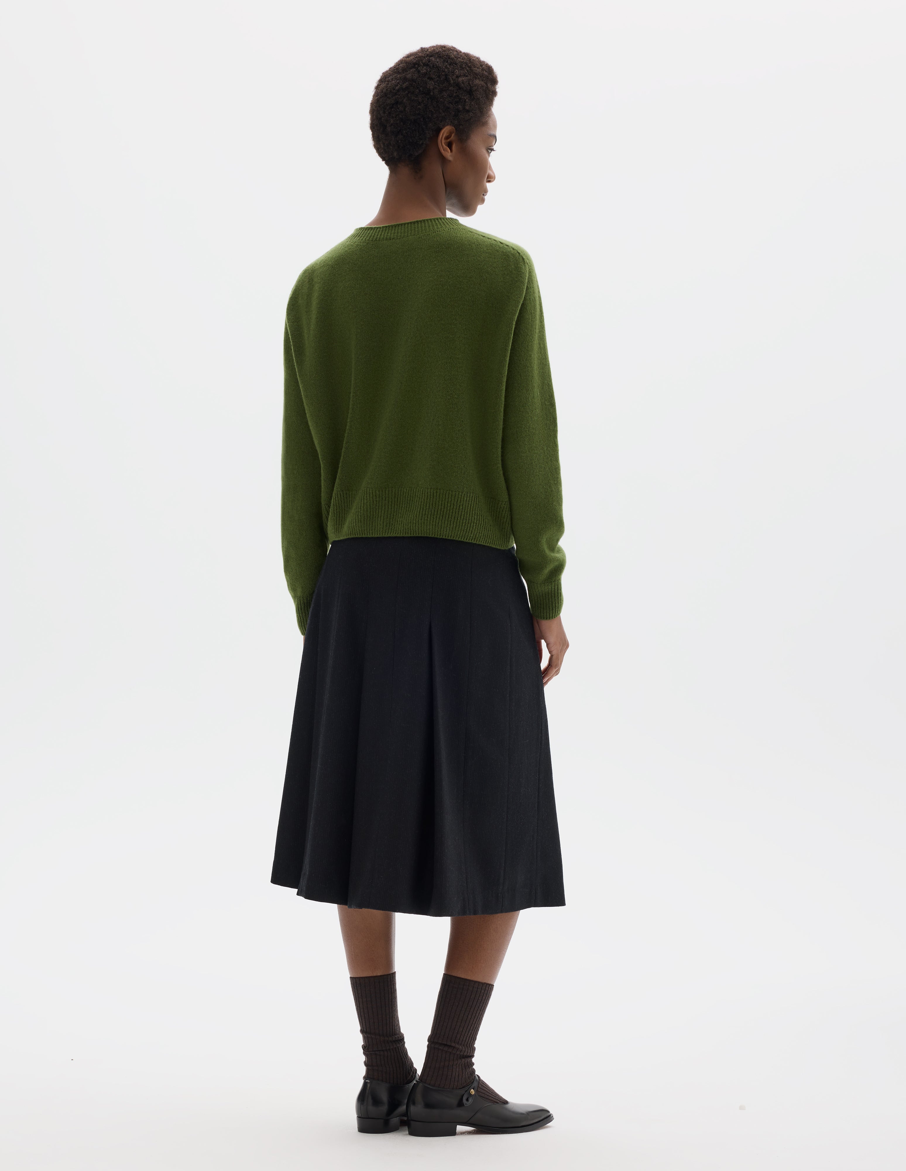 Wheatgrass merino cashmere Small Crew Neck Cardigan | Margaret Howell