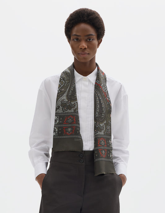 PAISLEY SCARF | SILK | SOFT BLUE / BURNT ORANGE