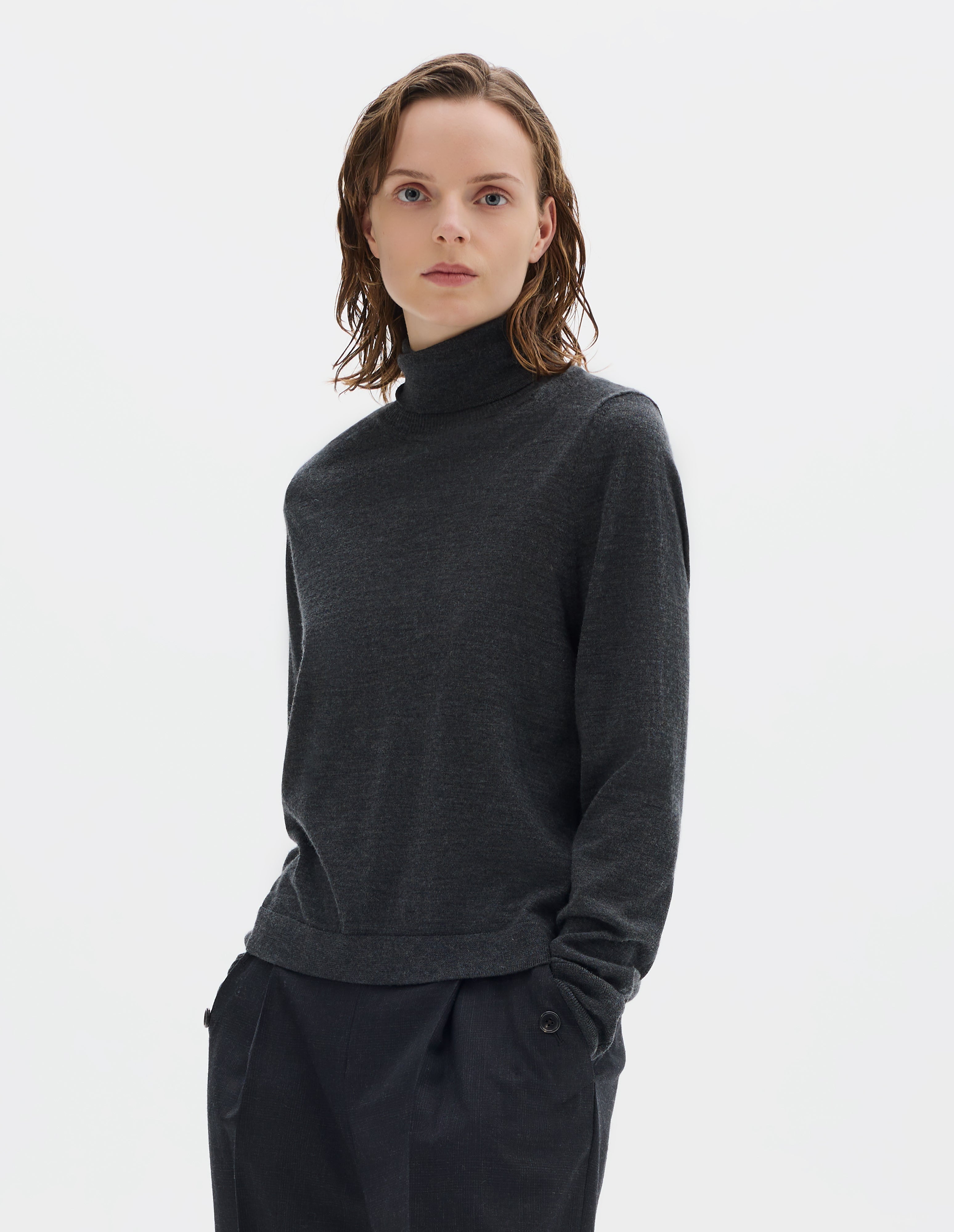 Charcoal wool cotton twist Half Zip Sweater | MHL. by Margaret Howell