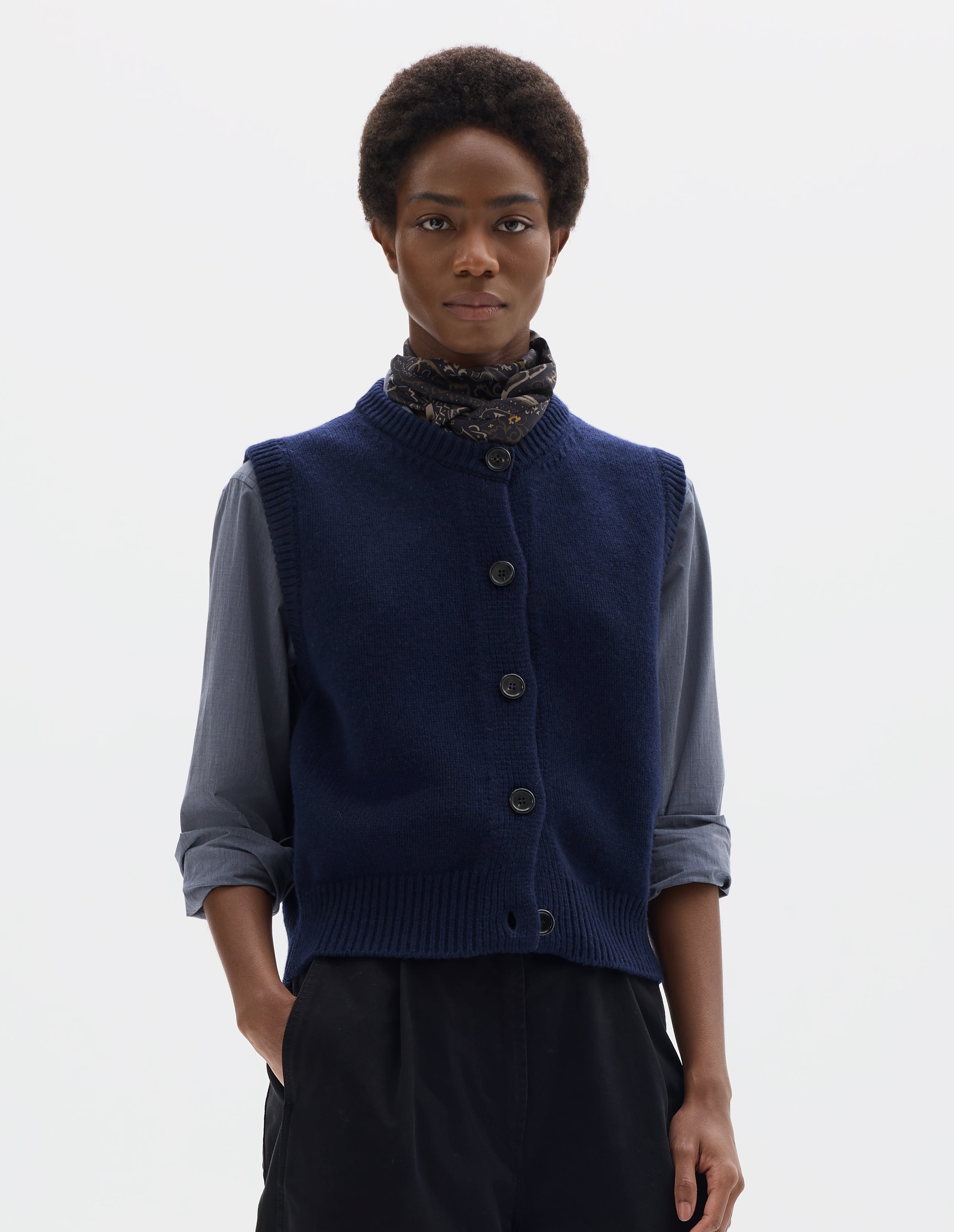 Bright olive linen cotton Seamless Roll Neck | Margaret Howell