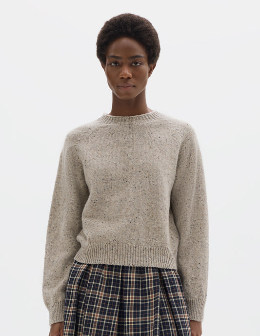 DONEGAL CREW NECK JUMPER | SOFT DONEGAL WOOL | PEBBLE