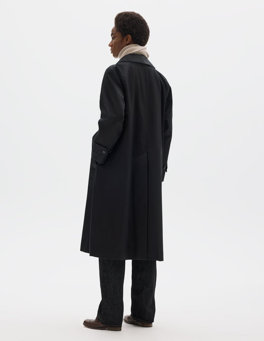 WOOL LINED RAGLAN MAC | SHOWERPROOF COTTON DRILL | BLACK