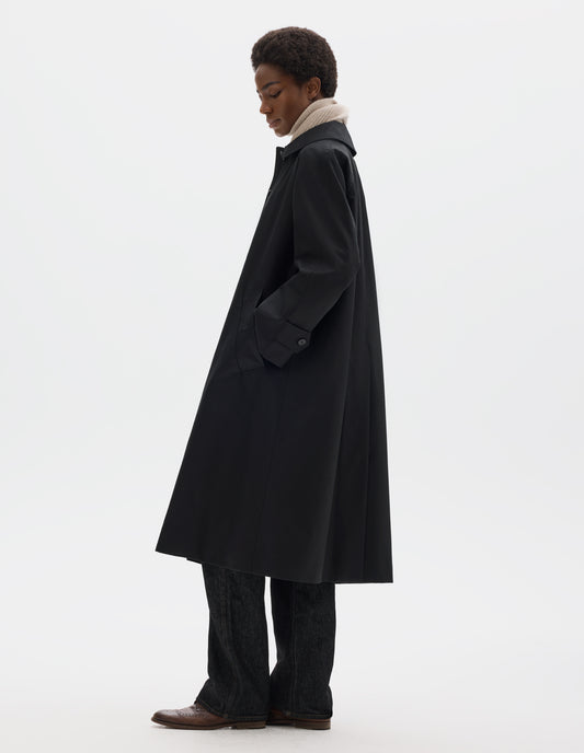 WOOL LINED RAGLAN MAC | SHOWERPROOF COTTON DRILL | BLACK