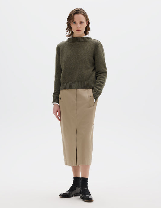 SQUARE NECK GUERNSEY | MERINO CASHMERE | KHAKI