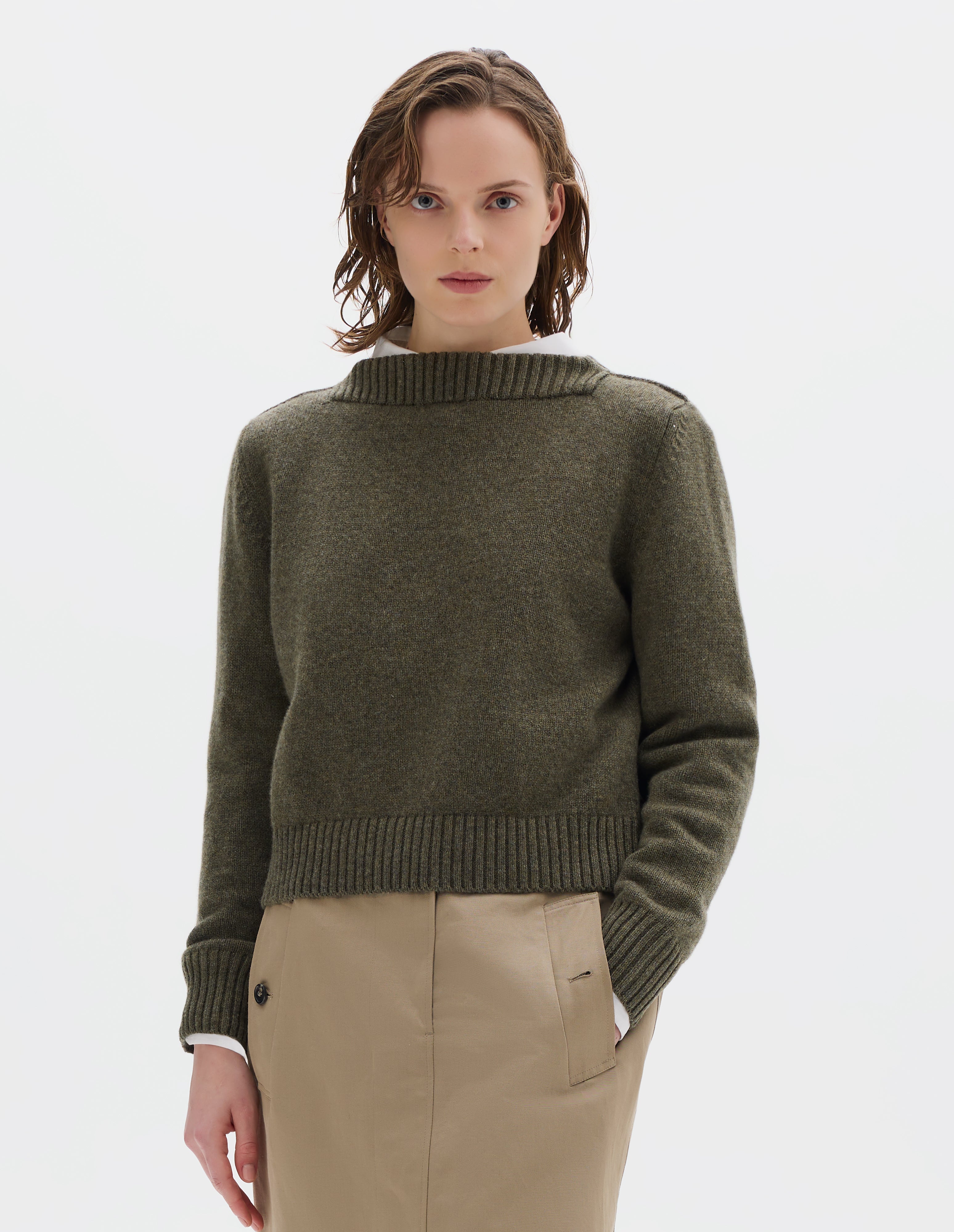 Wheatgrass merino cashmere Small Crew Neck Cardigan | Margaret Howell