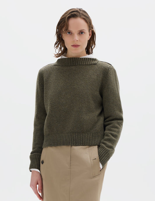 SQUARE NECK GUERNSEY | MERINO CASHMERE | KHAKI