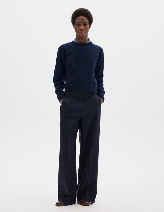 TEXTURED ARGYLE JUMPER | MERINO CASHMERE | NAVY