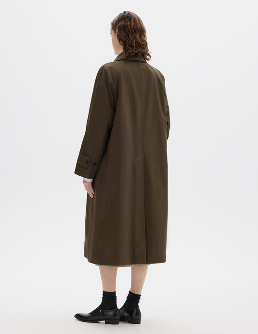 WOOL LINED RAGLAN MAC | SHOWERPROOF COTTON DRILL | DARK KHAKI