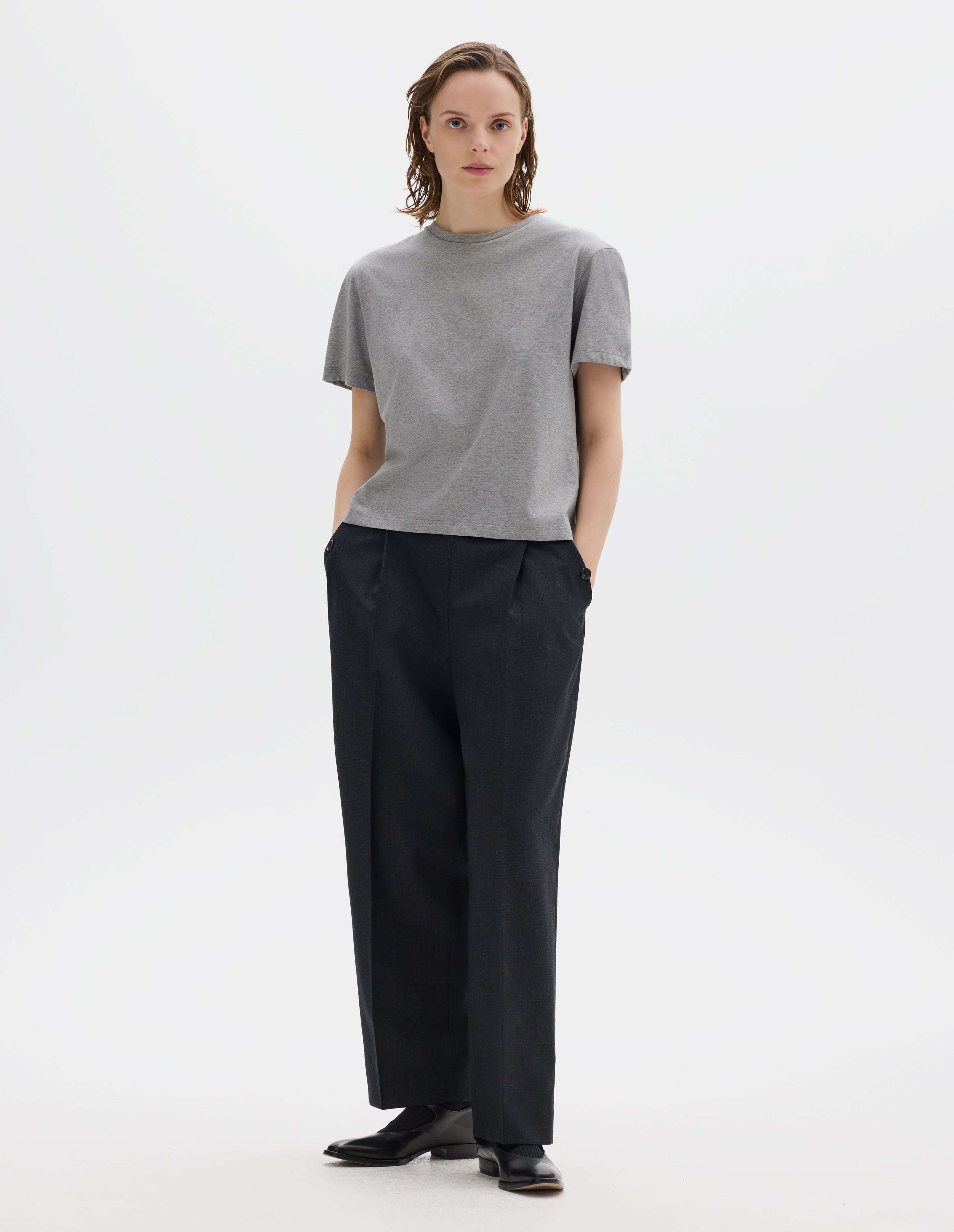 Grey fine cotton jersey Boys T Shirt | Margaret Howell