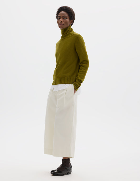 WIDE ROLL NECK JUMPER | CASHMERE | OLIVE