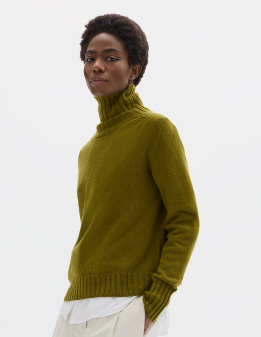 WIDE ROLL NECK JUMPER | CASHMERE | OLIVE