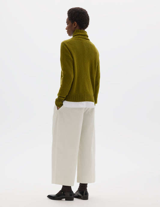 WIDE ROLL NECK JUMPER | CASHMERE | OLIVE