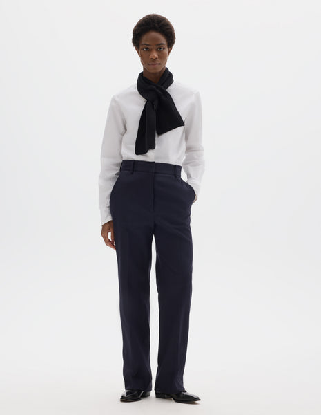 Midnight cotton linen twill Uniform Trousers | Margaret Howell