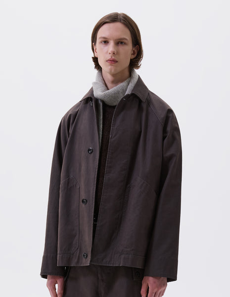 Ebony plain cotton drill Raglan Jacket | MHL. by Margaret Howell