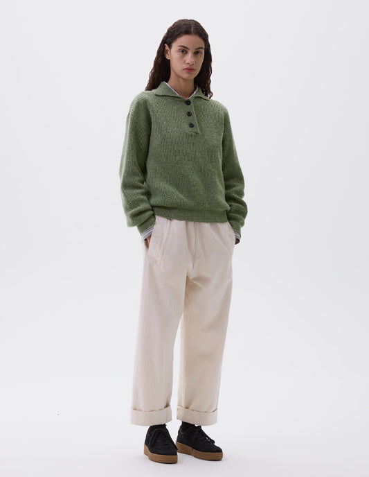 MHL. 3 BUTTON POLO | LAMBSWOOL | SAGE