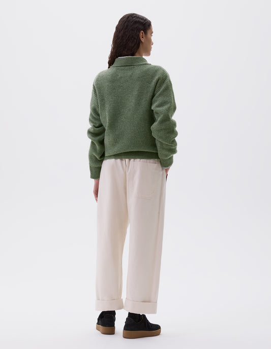 MHL. 3 BUTTON POLO | LAMBSWOOL | SAGE