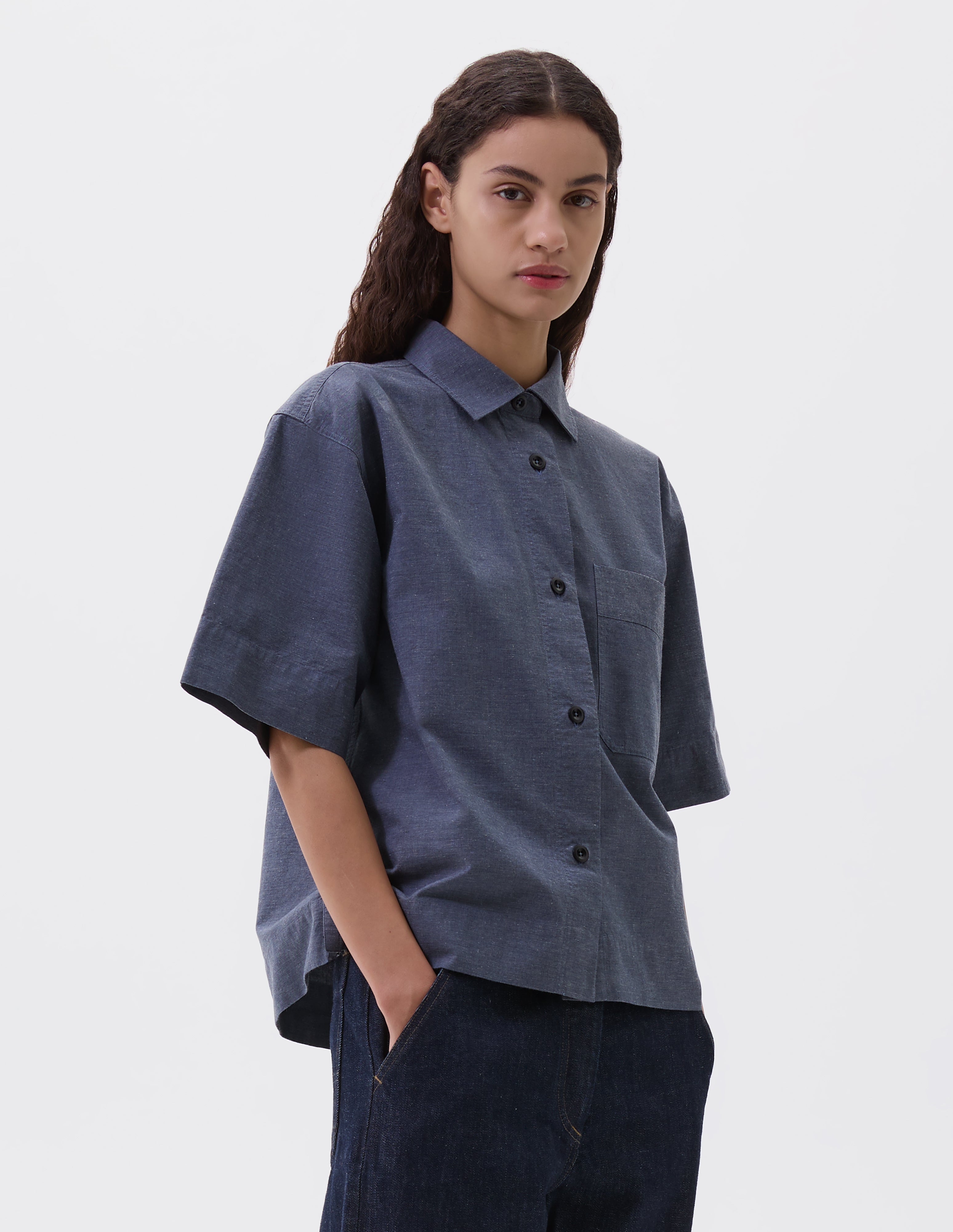 Uniform blue dry cotton end on end PJ Shirt | MHL. by
