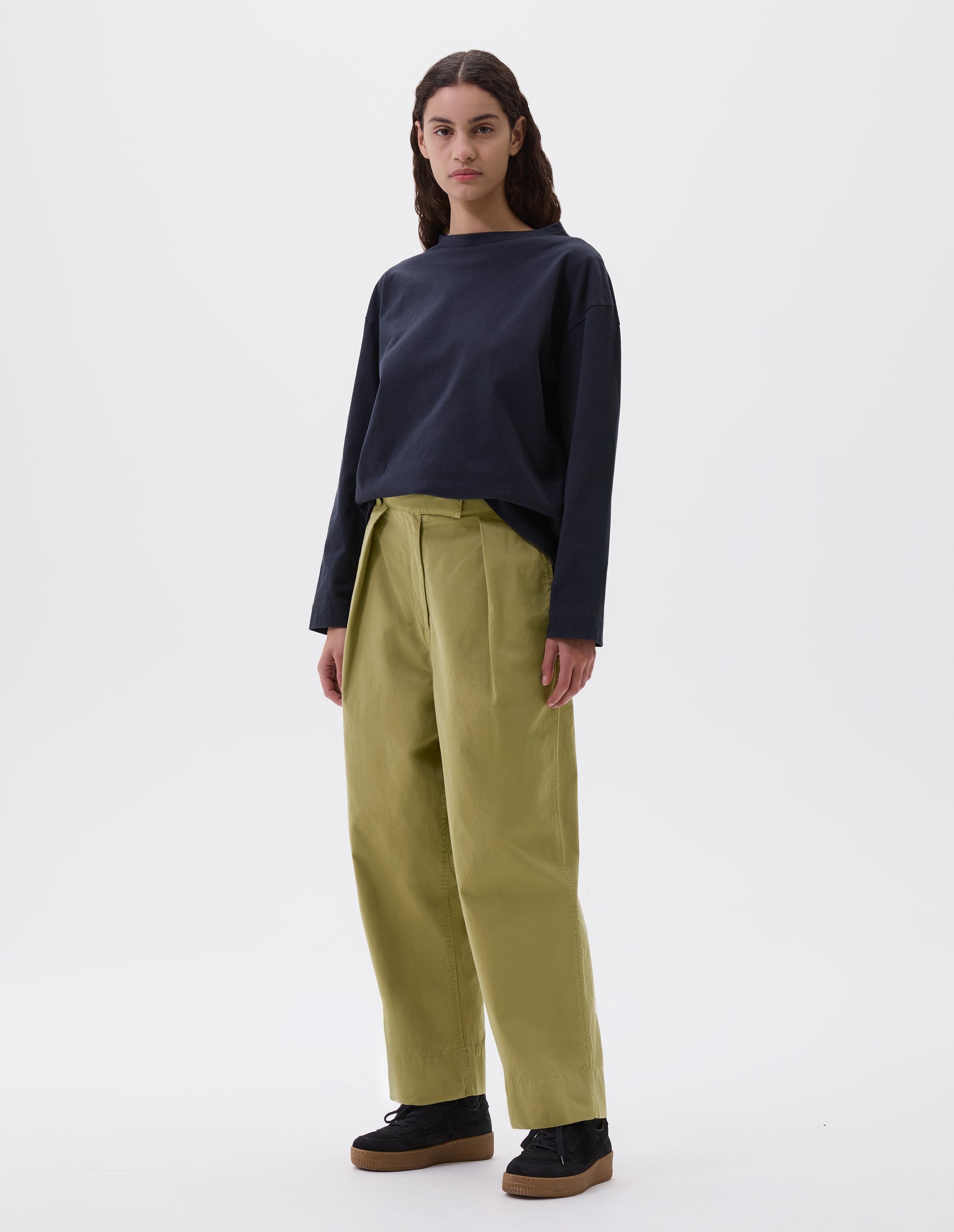 Brushed Cotton Pleated Cotton Trousers THE ROW Alfidis Pleated