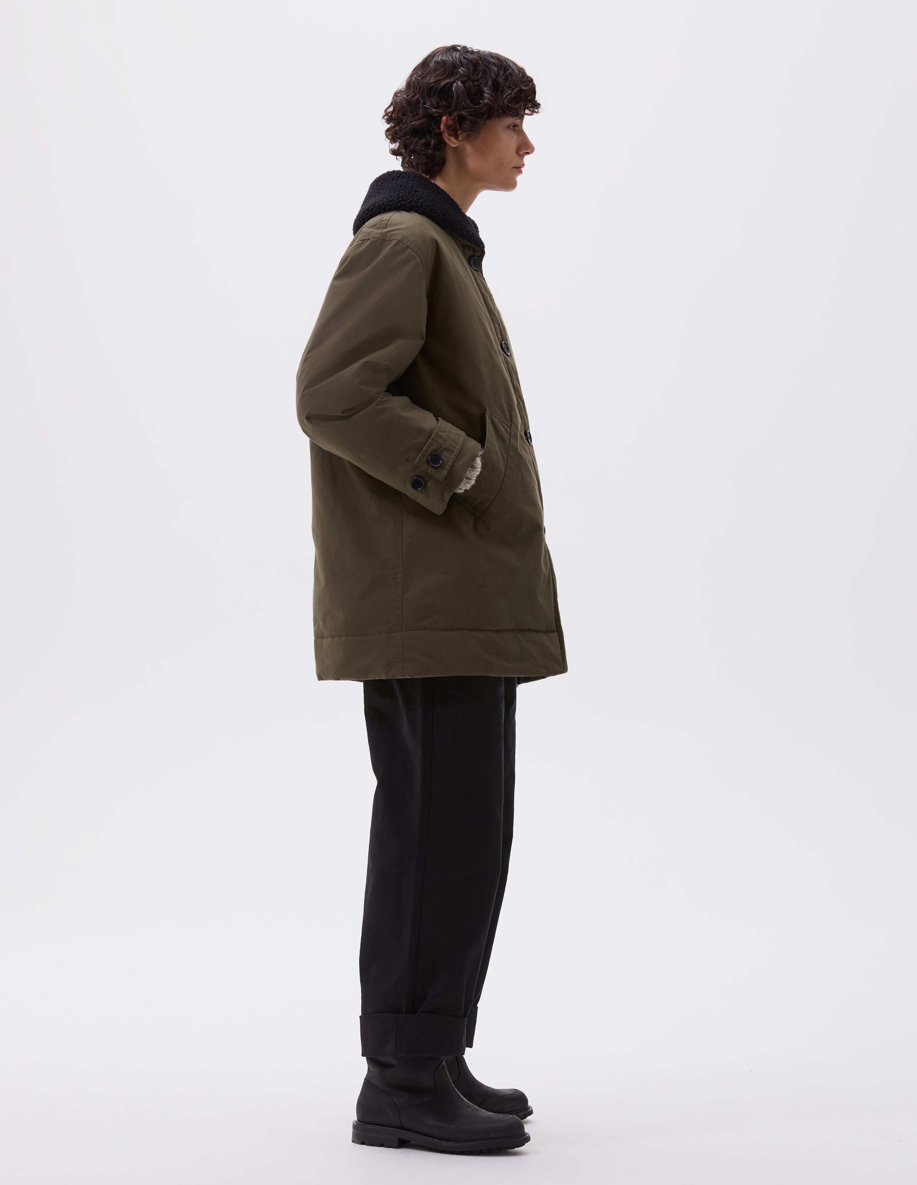 MHL BASIC WOOL MELTON COAT (KHAKI) MHL./BASIC WOOL MELTON COAT