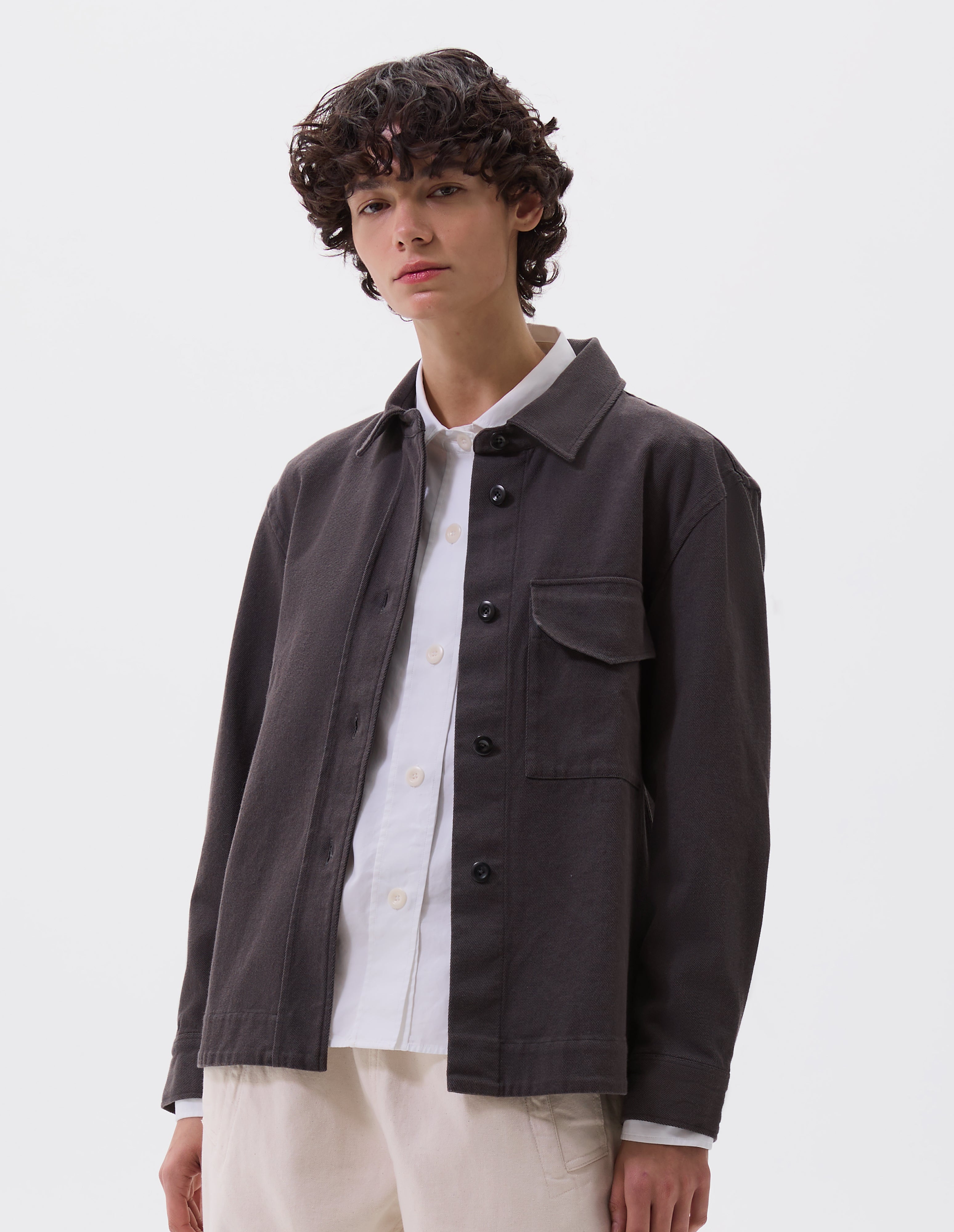 Graphite cotton wool Single Pocket Overshirt | MHL. by Margaret Howell