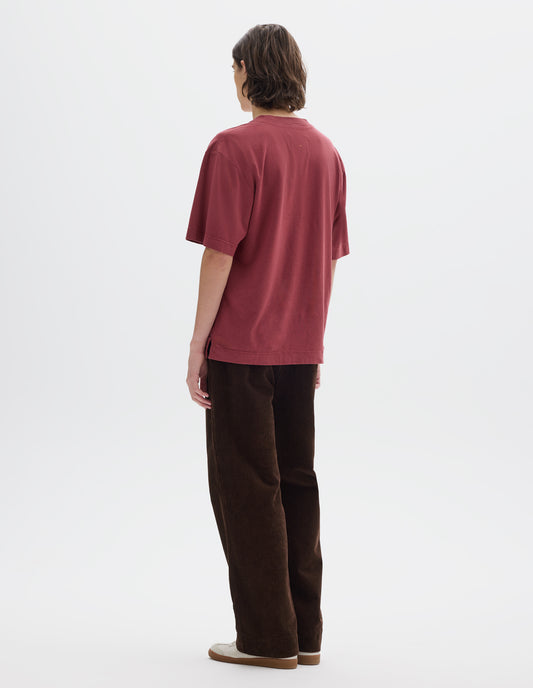 MHL. SIMPLE T SHIRT | COTTON LINEN JERSEY | BERRY