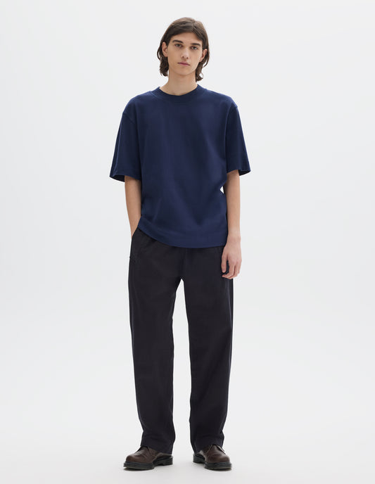 MHL. FLATLOCK CREW NECK TOP | MATTE JERSEY | INDIGO