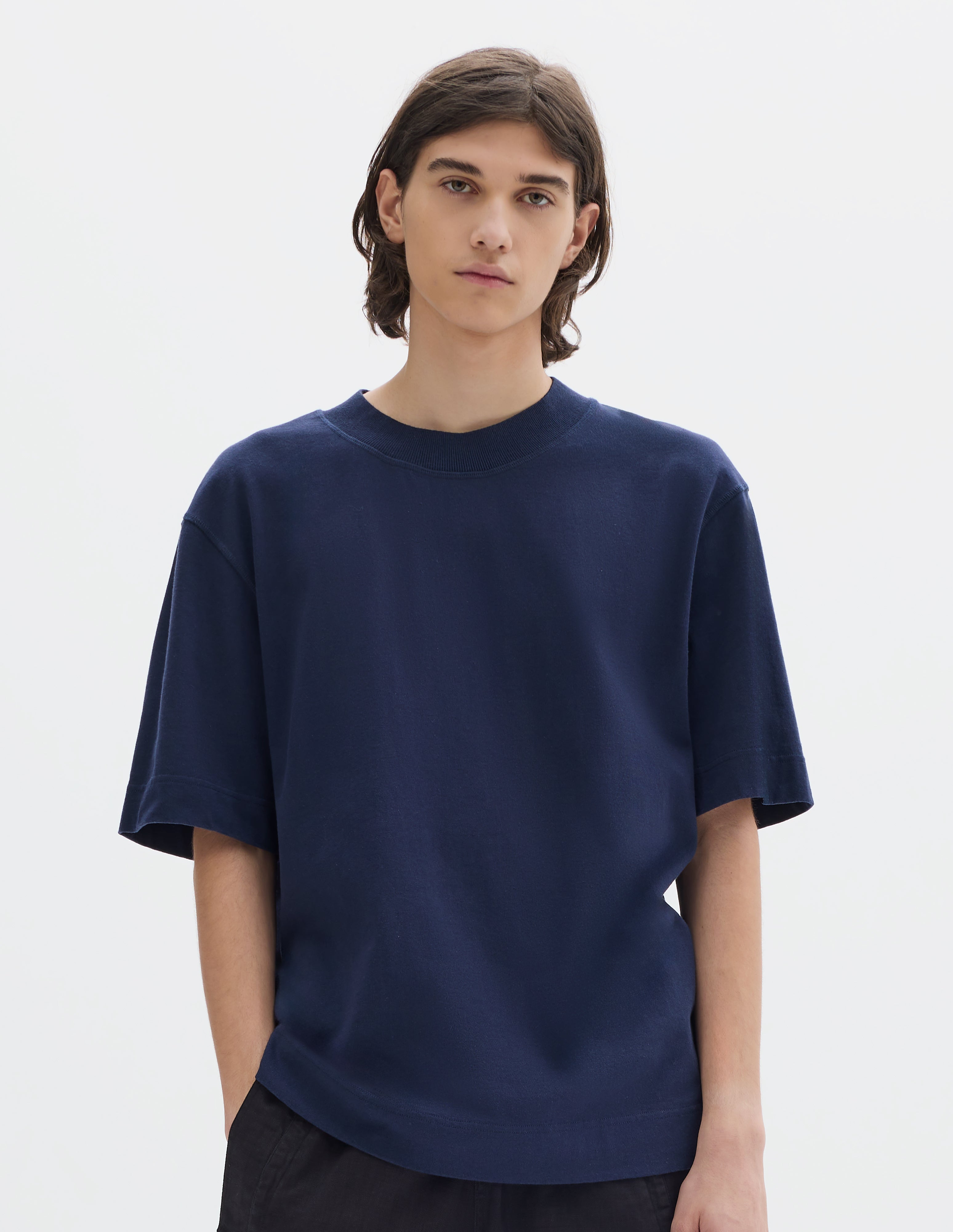 Navy cotton linen jersey Simple T Shirt | MHL. by Margaret Howell