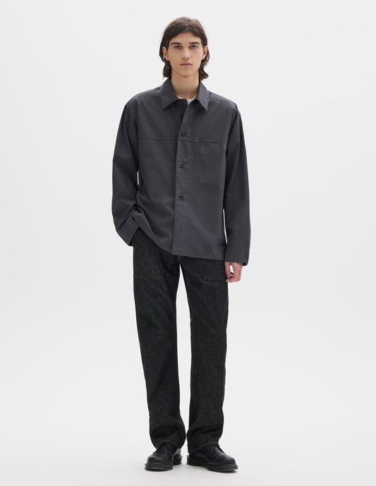 MHL. FRONT YOKE SHIRT | COMPACT COTTON POPLIN | ASPHALT